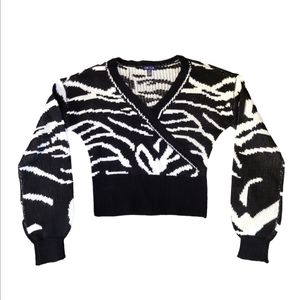 Zebra Abstract balloon sleeve sweater